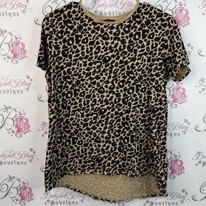 Zara T-shirt cheetah animal print flowy Leopard Print Top - Black and Tan